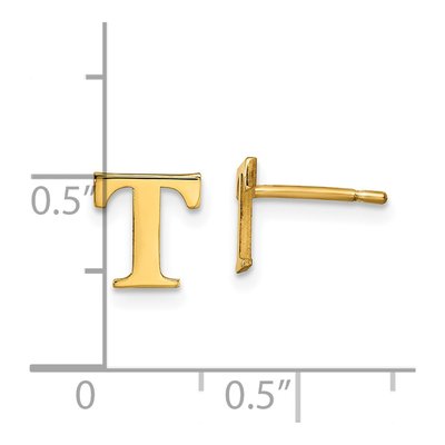 Gold-Plated Sterling Silver Letter T Stud Earrings – view 4