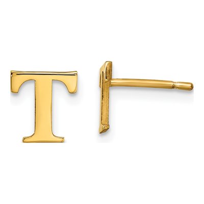 Gold-Plated Sterling Silver Letter T Stud Earrings
