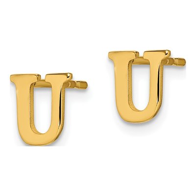 Gold-Plated Sterling Silver Letter U Stud Earrings – view 2