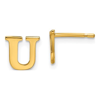 Gold-Plated Sterling Silver Letter U Stud Earrings