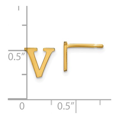 Gold-Plated Sterling Silver Letter V Stud Earrings – view 4