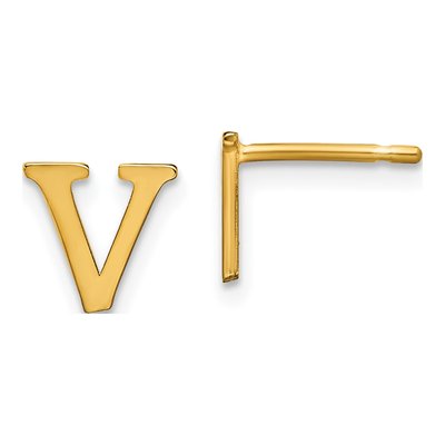 Gold-Plated Sterling Silver Letter V Stud Earrings