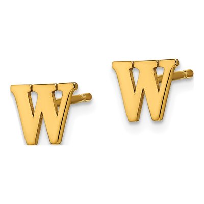 Gold-Plated Sterling Silver Letter W Stud Earrings – view 3
