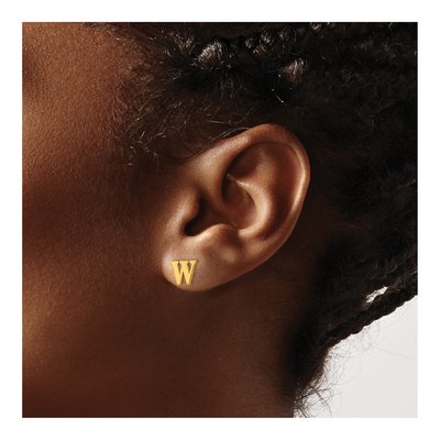 Gold-Plated Sterling Silver Letter W Stud Earrings – view 5