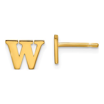 Gold-Plated Sterling Silver Letter W Stud Earrings