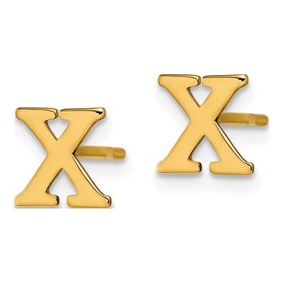 Gold-Plated Sterling Silver Letter X Stud Earrings – view 2