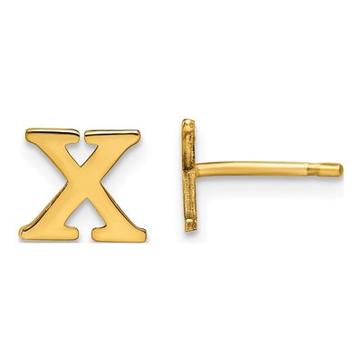 Gold-Plated Sterling Silver Letter X Stud Earrings