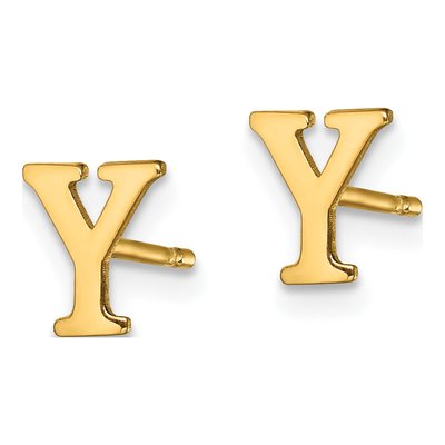 Gold-Plated Sterling Silver Letter Y Stud Earrings – view 2