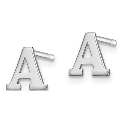 Sterling Silver Letter A Stud Earrings – view 2