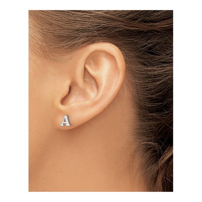 Sterling Silver Letter A Stud Earrings – view 3