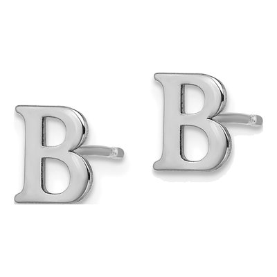 Sterling Silver Letter B Stud Earrings – view 2