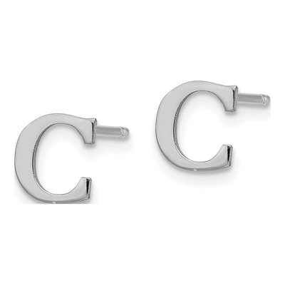 Sterling Silver Letter C Stud Earrings – view 2