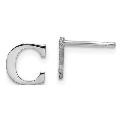 Sterling Silver Letter C Stud Earrings