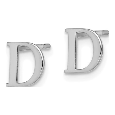Sterling Silver Letter D Stud Earrings – view 2