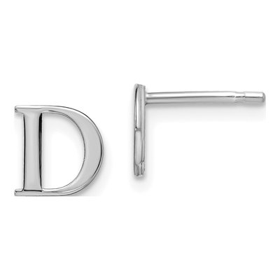 Sterling Silver Letter D Stud Earrings