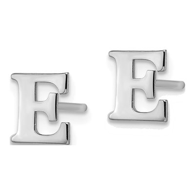 Sterling Silver Letter E Stud Earrings – view 2