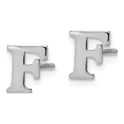 Sterling Silver Letter F Stud Earrings – view 2