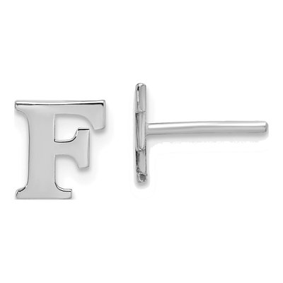 Sterling Silver Letter F Stud Earrings