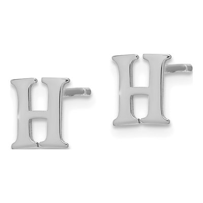 Sterling Silver Letter H Stud Earrings – view 2