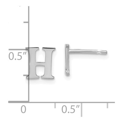 Sterling Silver Letter H Stud Earrings – view 4
