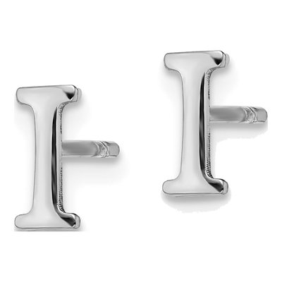 Sterling Silver Initial I Stud Earrings – view 2