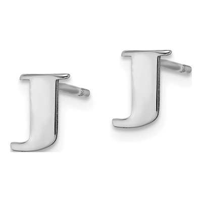 Sterling Silver Letter J Stud Earrings – view 2