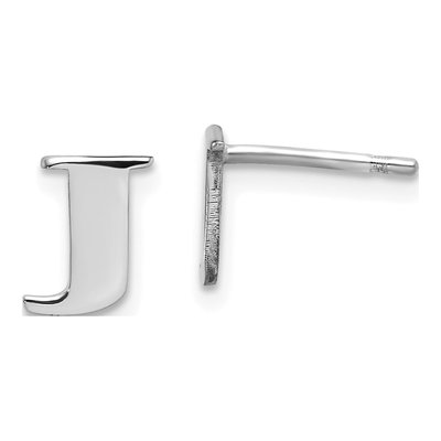 Sterling Silver Letter J Stud Earrings