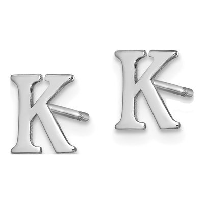 Sterling Silver Letter K Stud Earrings – view 2