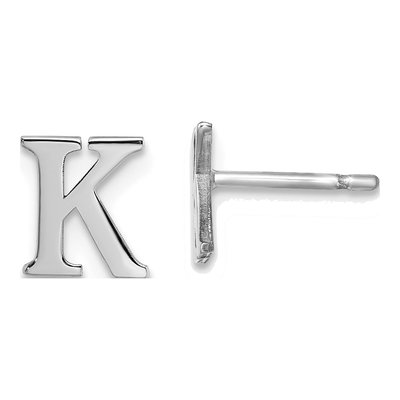 Sterling Silver Letter K Stud Earrings