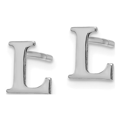 Sterling Silver Letter L Stud Earrings – view 2