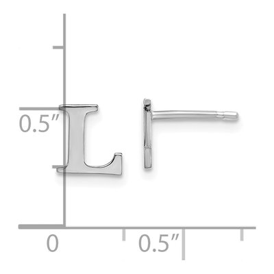 Sterling Silver Letter L Stud Earrings – view 4