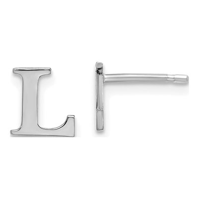 Sterling Silver Letter L Stud Earrings