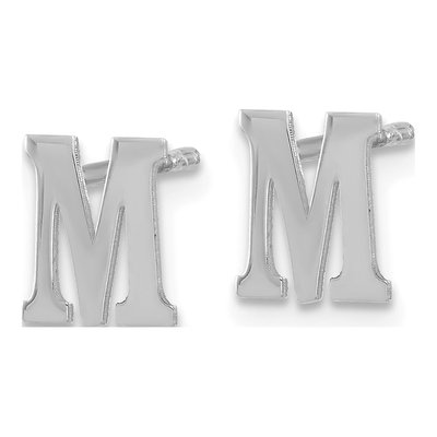 Sterling Silver Letter M Stud Earrings – view 2