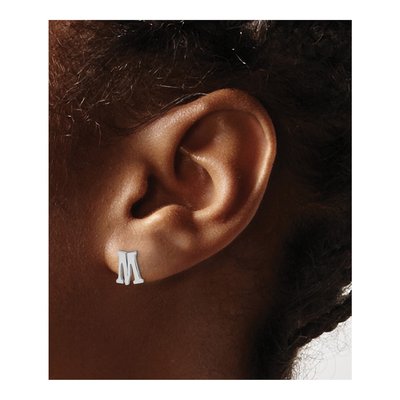 Sterling Silver Letter M Stud Earrings – view 3