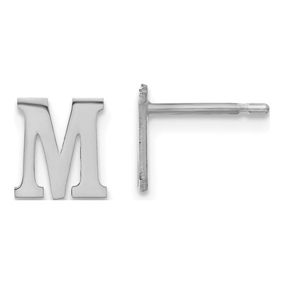 Sterling Silver Letter M Stud Earrings