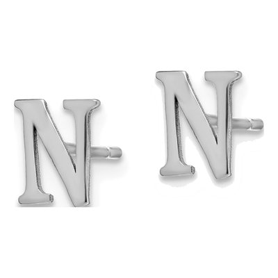 Sterling Silver Letter N Stud Earrings – view 2