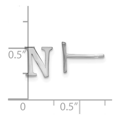Sterling Silver Letter N Stud Earrings – view 4