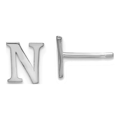 Sterling Silver Letter N Stud Earrings