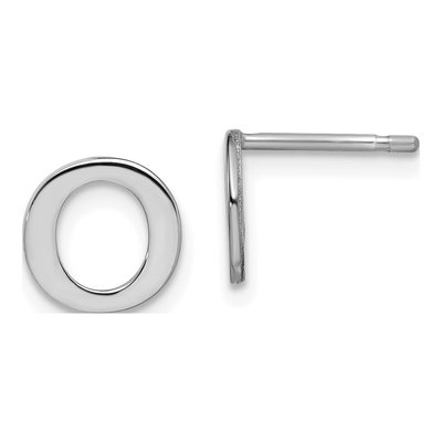 Sterling Silver Letter O Stud Earrings