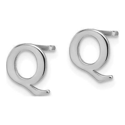 Sterling Silver Letter Q Stud Earrings – view 2