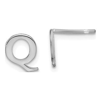 Sterling Silver Letter Q Stud Earrings