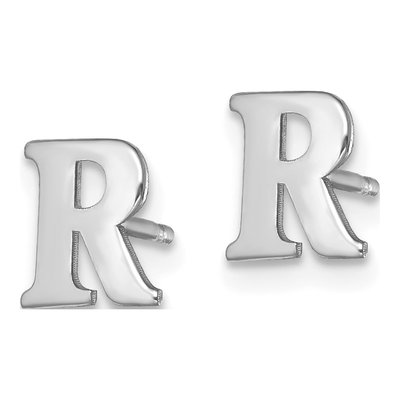 Sterling Silver Letter R Stud Earrings – view 2