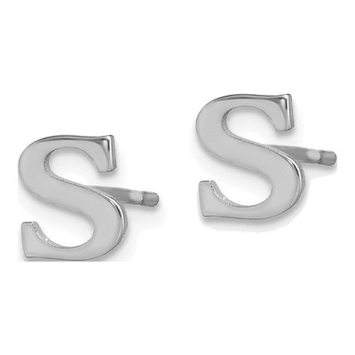 Sterling Silver Letter S Stud Earrings – view 2