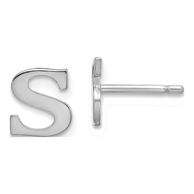 Sterling Silver Letter S Stud Earrings