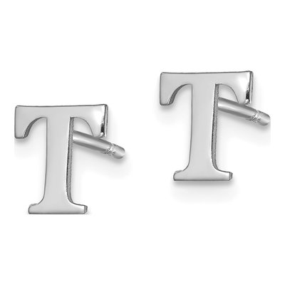 Sterling Silver Letter T Stud Earrings – view 2