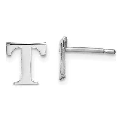 Sterling Silver Letter T Stud Earrings