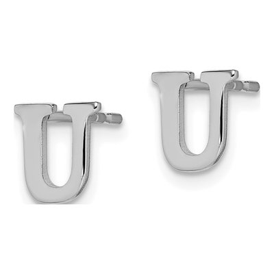 Sterling Silver Letter U Stud Earrings – view 2