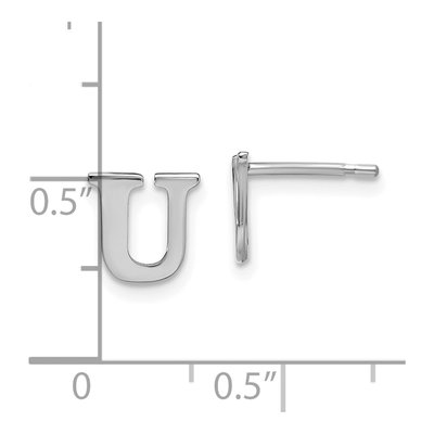 Sterling Silver Letter U Stud Earrings – view 4