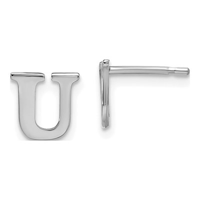Sterling Silver Letter U Stud Earrings
