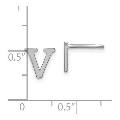 Sterling Silver Letter V Stud Earrings – view 4